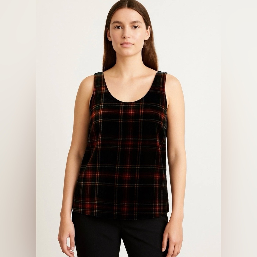 J. Crew Black and Red Plaid Tank Top - Velvet
